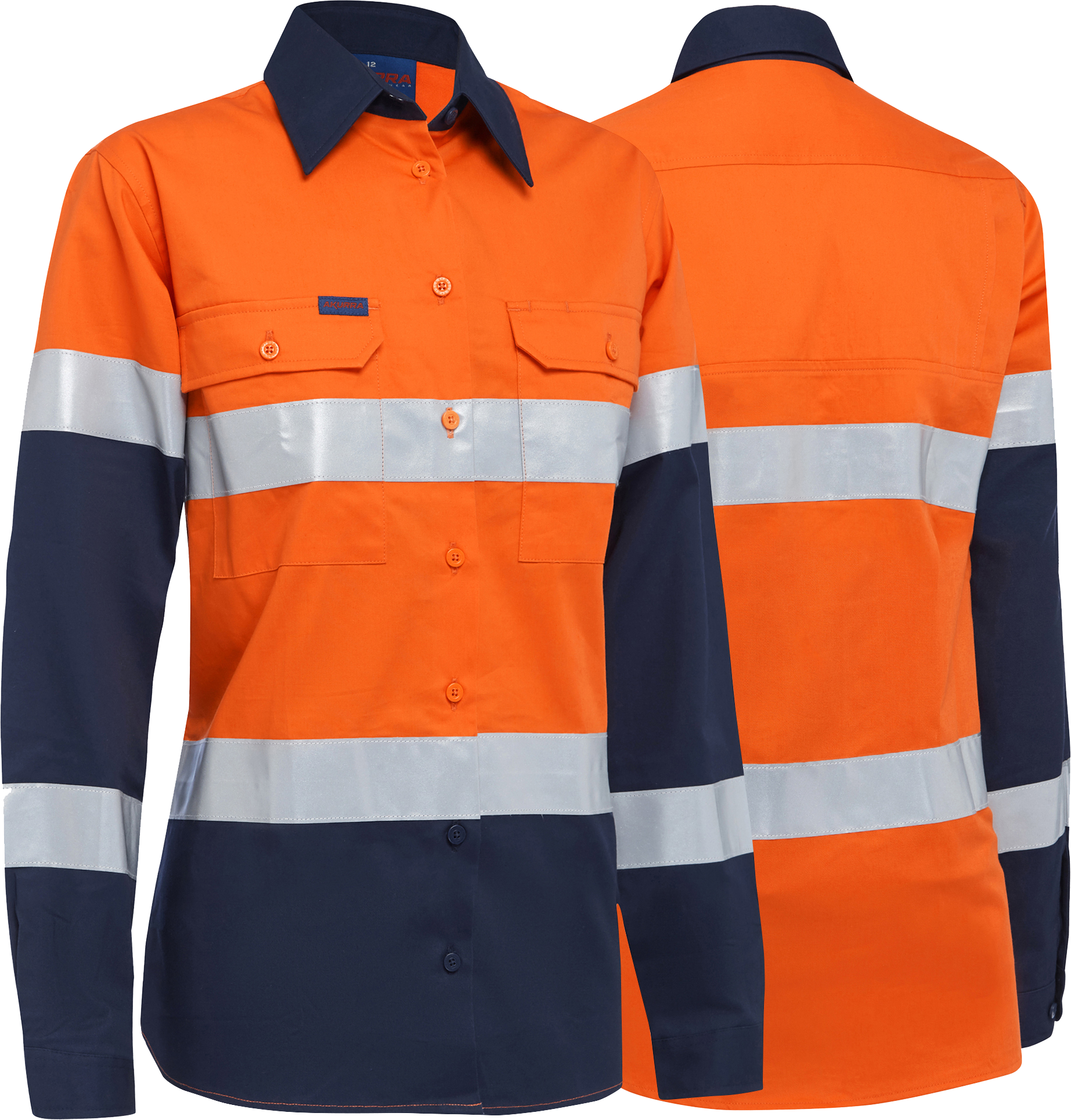 Shirt_AKL4696T_Womens_LS_Hi_Vis_Taped_Group_Orange_Navy Shirt_AKL4696T_Womens_LS_Hi_Vis_Taped_Group_Orange_Navy